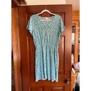 Women’s Teal Floral Short Sleeve Dress
